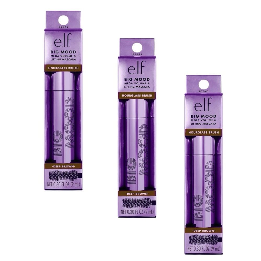 Lot Of 3~ e.l.f. Big Mood Mascara Deep Brown Mega Volume & Lift Sealed Boxes